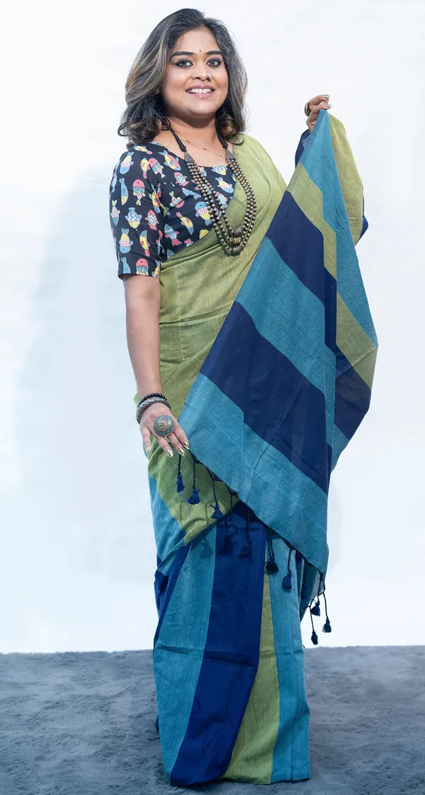 Khadi_Cotton_Mc_Stripes_Green_Blue