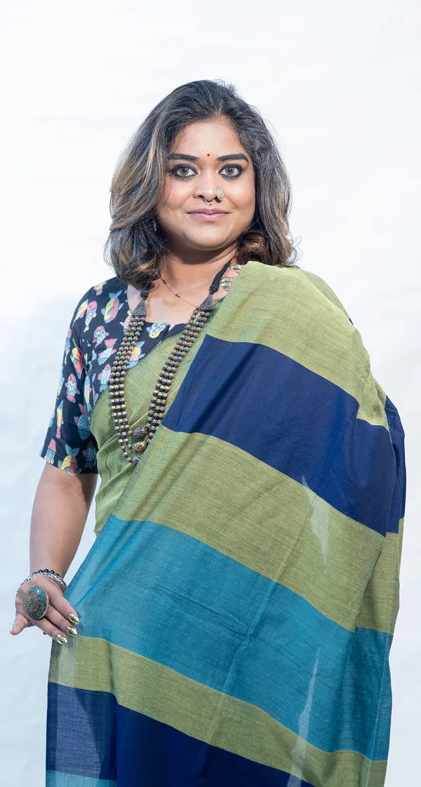 Khadi_Cotton_Mc_Stripes_Green_Blue