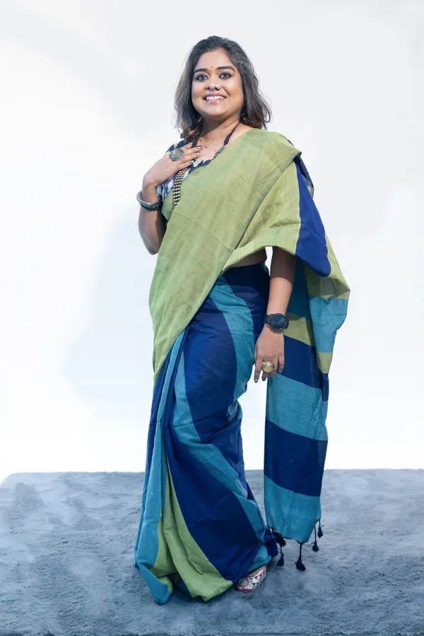 Khadi_Cotton_Mc_Stripes_Green_Blue