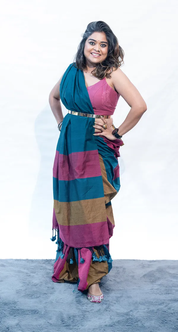 Khadi_Cotton_Mc_Stripes_Rama_Green_(Pink_Rama_Green_Brown)