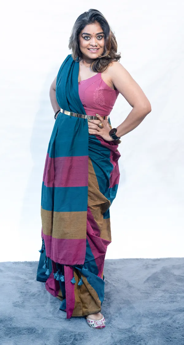 Khadi_Cotton_Mc_Stripes_Rama_Green_(Pink_Rama_Green_Brown)