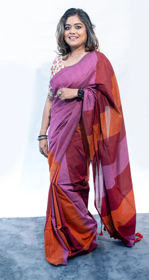 Khadi_Cotton_Mc_Stripes_Pink_Orange_Red