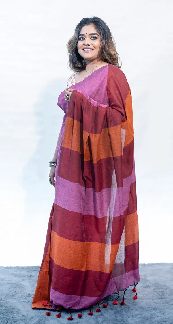 Khadi_Cotton_Mc_Stripes_Pink_Orange_Red