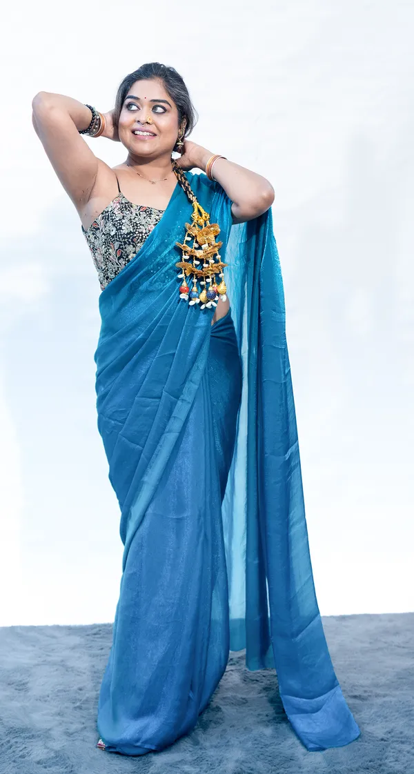 Saree_Glazed_Satin_Blue