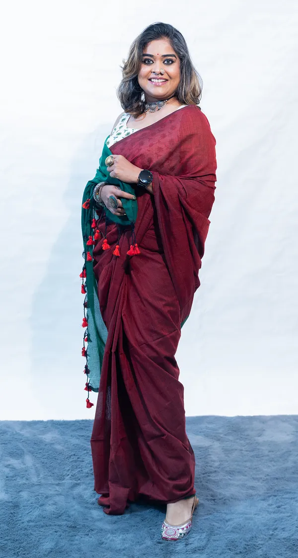 Khadi_Cotton_Contrast_Palla_Maroon_And_Green