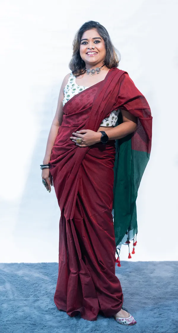 Khadi_Cotton_Contrast_Palla_Maroon_And_Green