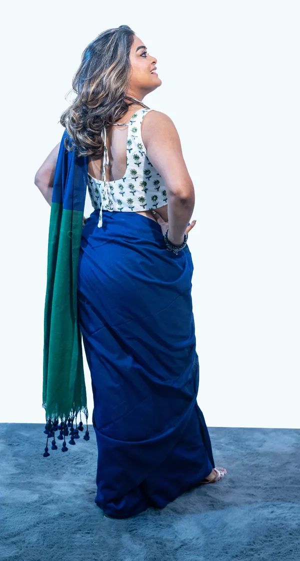 Khadi_Cotton_Contrast_Palla_Navy_Blue_And_Light_Green