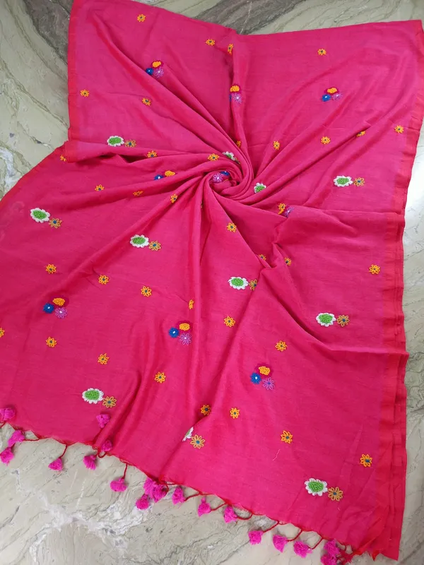 Khadi_Cotton_Hand_Embroidery_Fuschia
