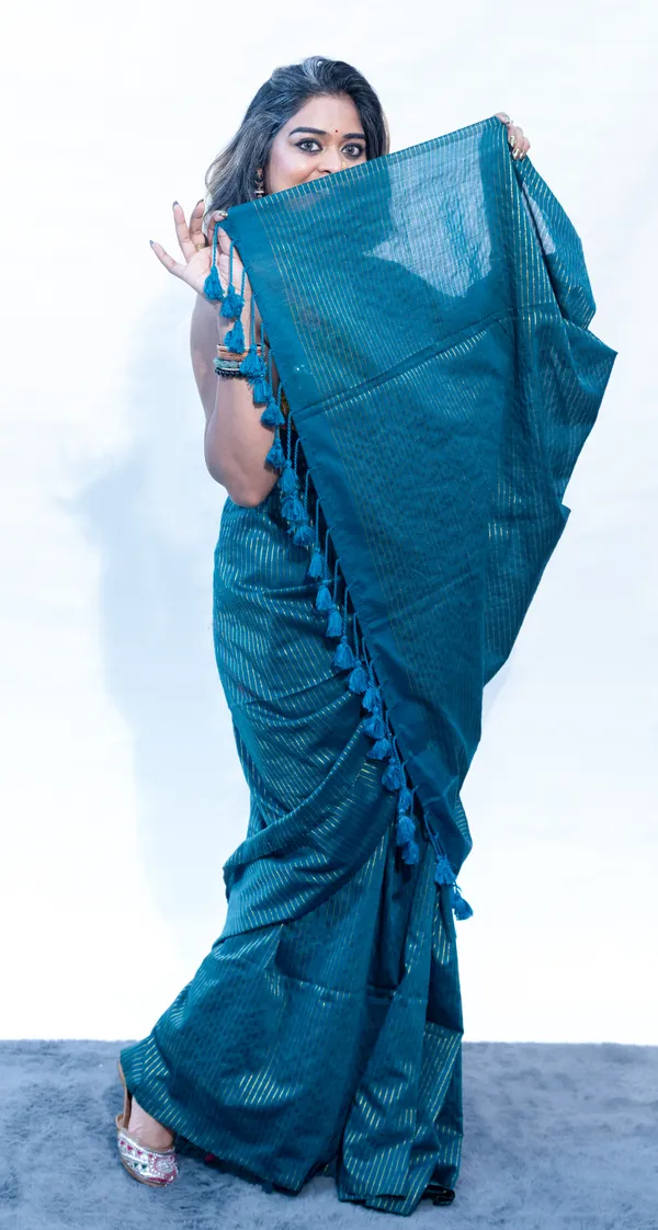 Khadi_Cotton_Zari_Stripes_Bottle_Green