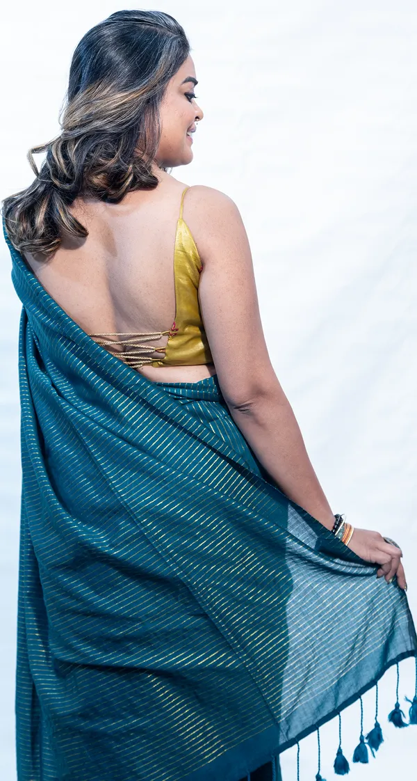 Khadi_Cotton_Zari_Stripes_Bottle_Green
