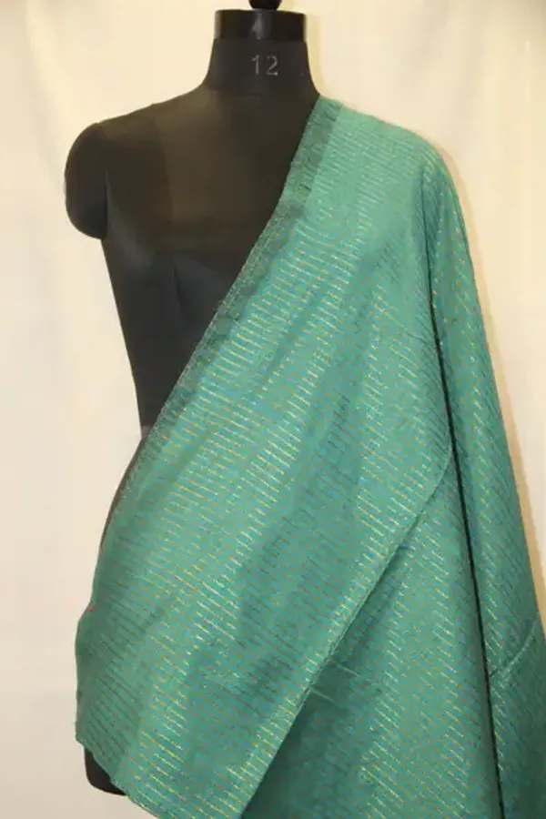 Khadi_Cotton_Zari_Stripes_Rama_Green