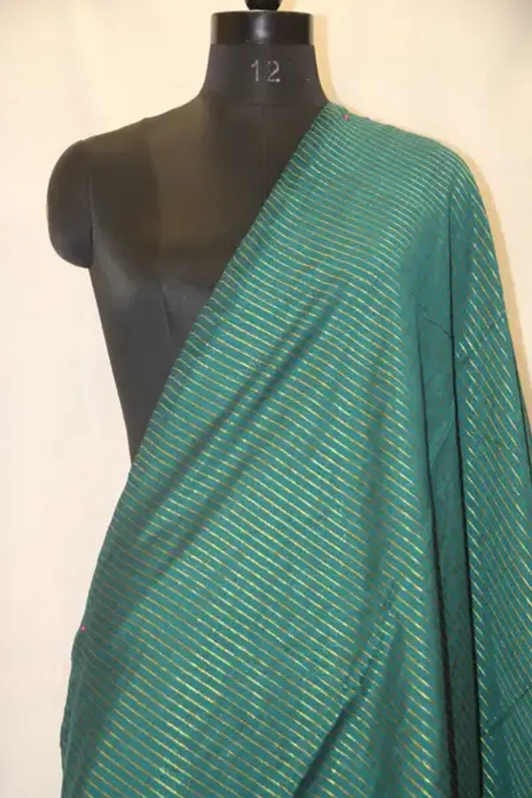 Khadi_Cotton_Zari_Stripes_Rama_Green