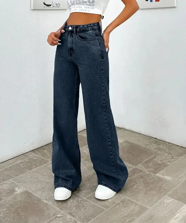 Navy_Blue_Wide_Leg_Denim_Jeans_For_Women