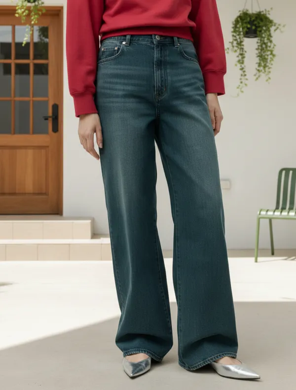 Tint_Blue_Whisker_Spray_Wide_Leg_Jeans_For_Women