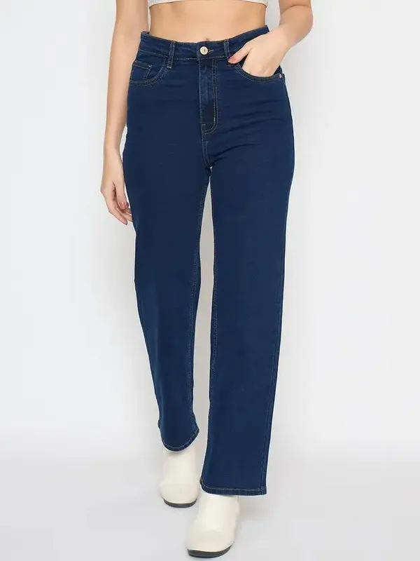 Navy_Blue_Wide_Leg_Denim_Jeans_For_Women