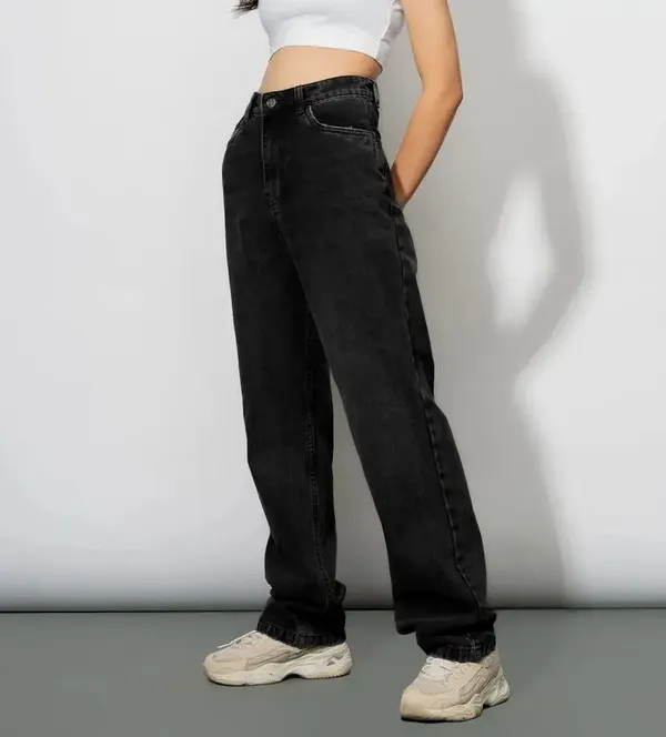Jet_Black_Washed_Wide_Leg_Denim_Jeans_For_Women