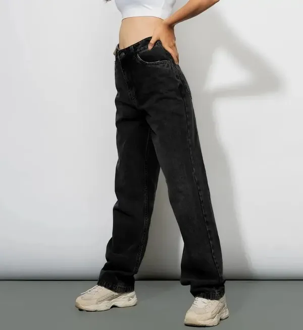 Jet_Black_Washed_Wide_Leg_Denim_Jeans_For_Women
