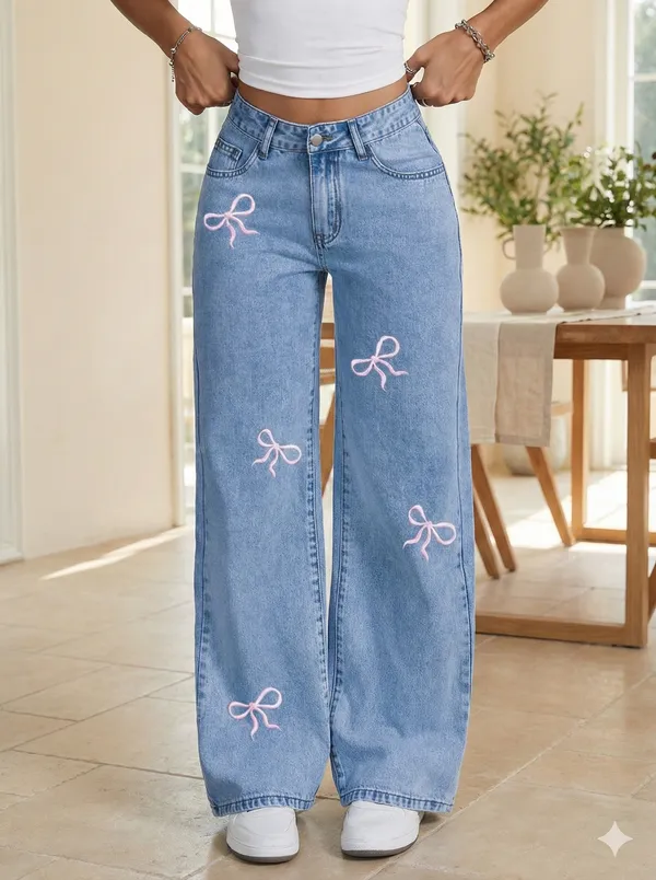 Light_Blue_High_Waist_Wide_Leg_Denim_Jeans_With_Bow_Embroidery_For_Women