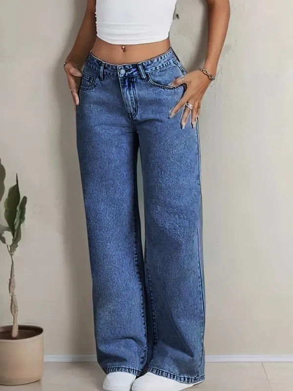Bata_Blue_High_Waist_Wide_Leg_Denim_Jeans_With_Bow_Embroidery_For_Women