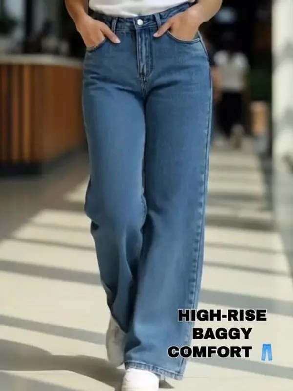 Bata_Blue_High_Waist_Wide_Leg_Denim_Jeans_With_Bow_Embroidery_For_Women