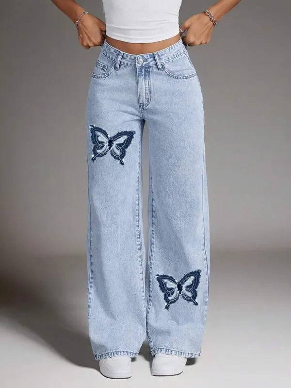 Light_Blue_High_Waist_Wide_Leg_Denim_Jeans_With_Bow_Embroidery_For_Women
