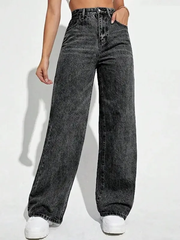 Jet_Black_Washed_Wide_Leg_Denim_Jeans_For_Women