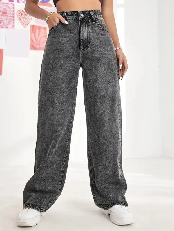 Jet_Black_Washed_Wide_Leg_Denim_Jeans_For_Women