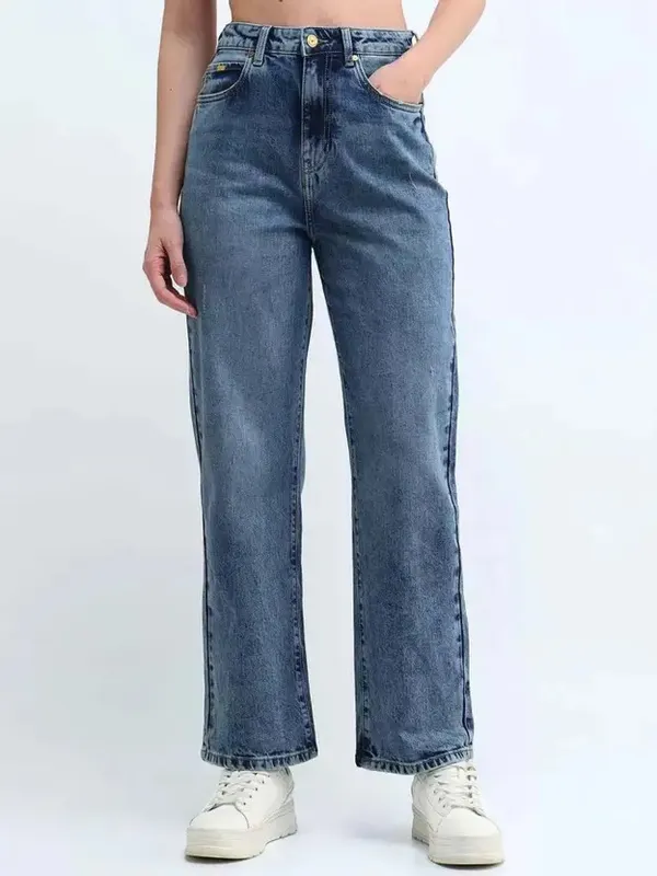Navy_Blue_Wide_Leg_Denim_Jeans_For_Women