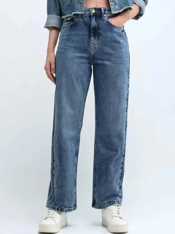 Navy_Blue_Wide_Leg_Denim_Jeans_For_Women