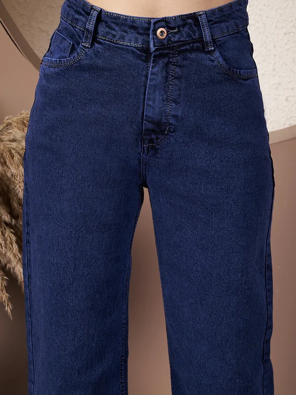 Navy_Blue_Wide_Leg_Denim_Jeans_For_Women