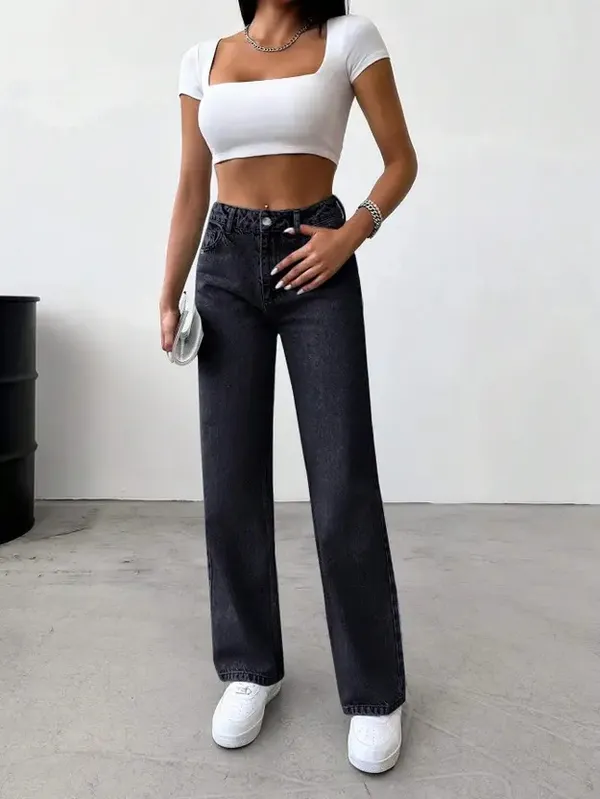 Jet_Black_Washed_Wide_Leg_Denim_Jeans_For_Women