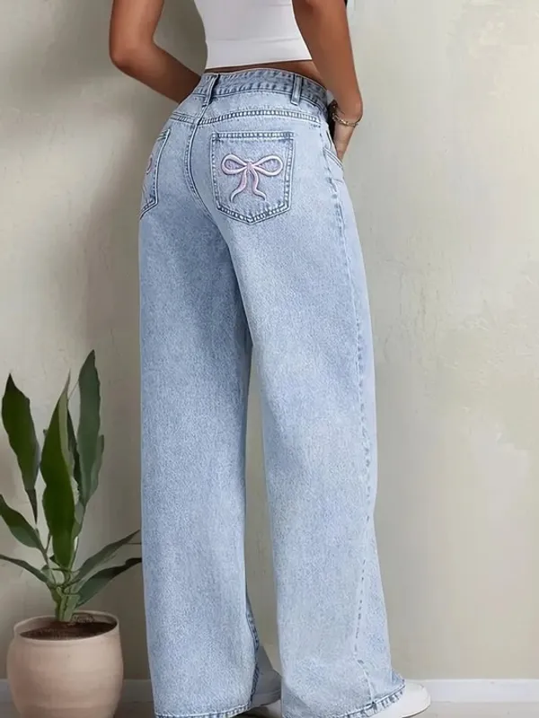 Light_Blue_High_Waist_Wide_Leg_Denim_Jeans_With_Bow_Embroidery_For_Women