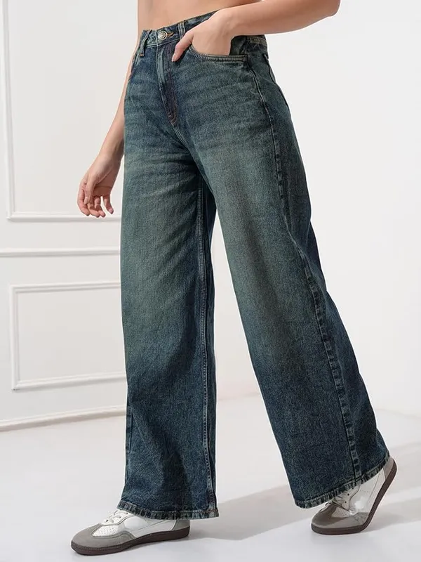 Tint_Blue_Whisker_Spray_Wide_Leg_Jeans_For_Women