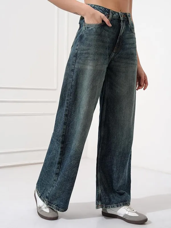Tint_Blue_Whisker_Spray_Wide_Leg_Jeans_For_Women