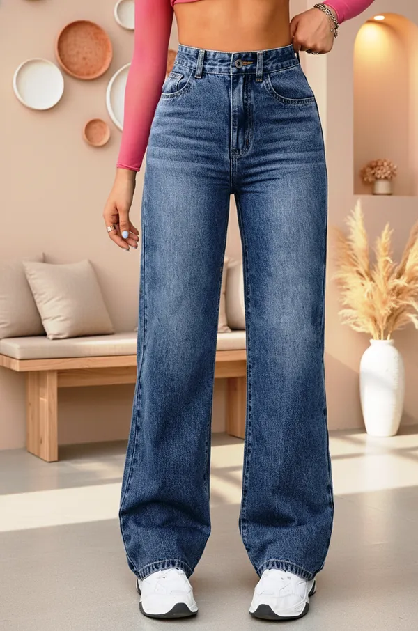 Bata_Blue_High_Rise_Straight_Fit_Stretchable_Denim_Jeans_For_Women
