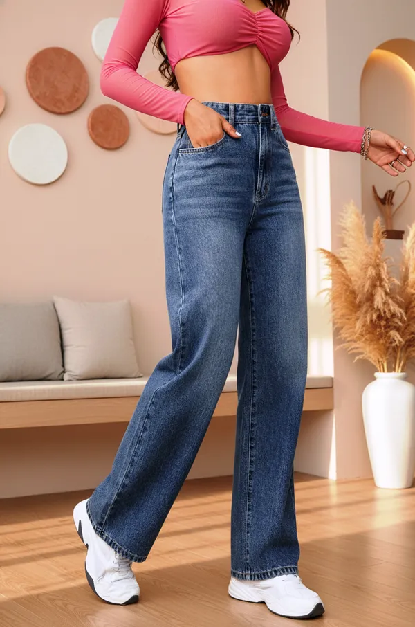 Bata_Blue_High_Rise_Straight_Fit_Stretchable_Denim_Jeans_For_Women