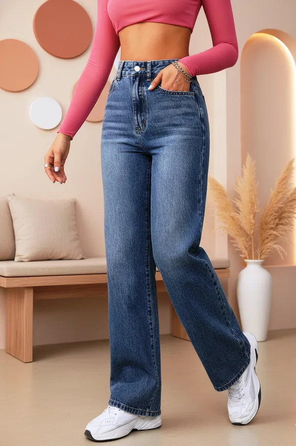 Bata_Blue_High_Rise_Straight_Fit_Stretchable_Denim_Jeans_For_Women