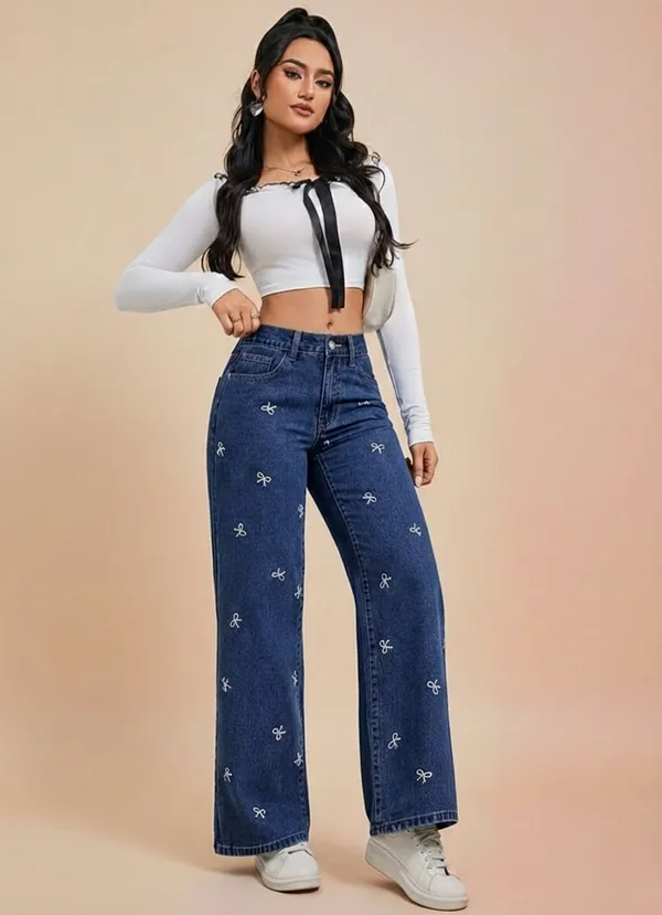 Navy_Blue_High_Waist_Wide_Leg_Denim_Jeans_With_Bow_Embroidery_For_Women