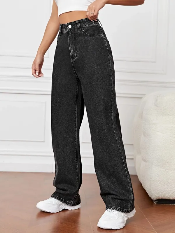 Jet_Black_Washed_Wide_Leg_Denim_Jeans_For_Women