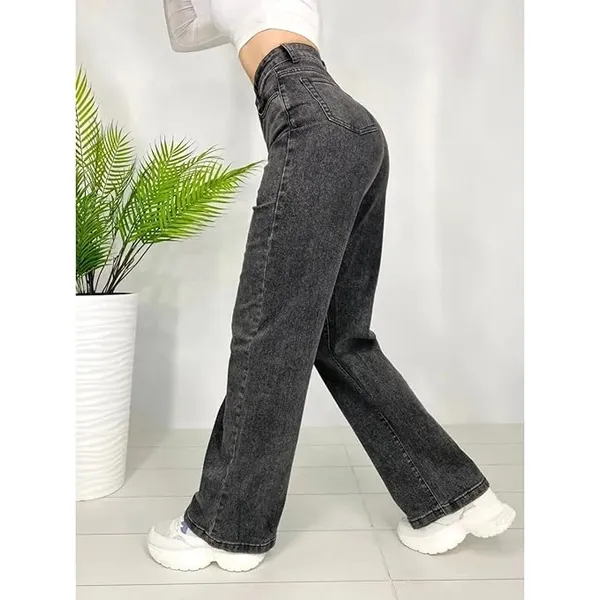 Jet_Black_Washed_Wide_Leg_Denim_Jeans_For_Women