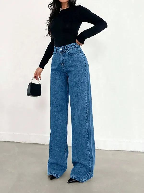 Bata_Blue_Washed_Wide_Leg_Denim_Jeans_For_Women
