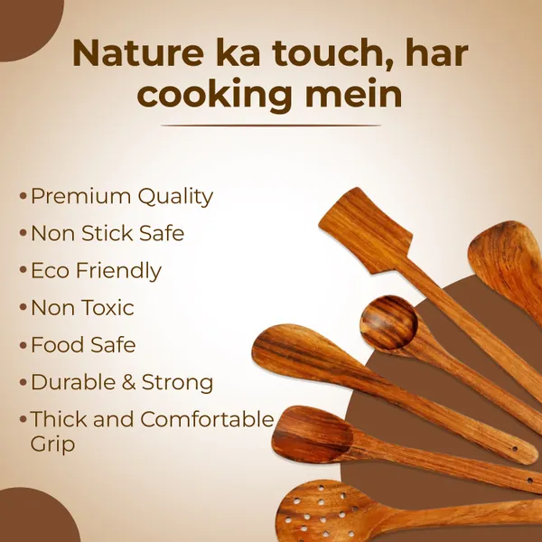 GHARKICHAMAK_Kitchen_Utensil_Set_for_Non-Stick_Cookware_|_Wooden_&_Gentle_Cooking_Tools_Non-Stick_Spatula_(Pack_of_7)