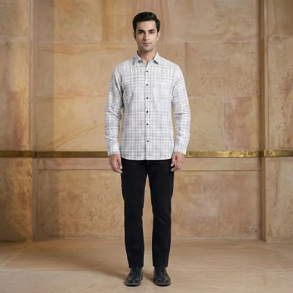 White_Checked_Cotton_Full_Sleeve_Formal_Shirt_For_Men