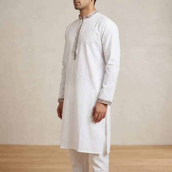 White_Cotton_Embroidered_Straight_Fit_Kurta_Pajama_Set_For_Men