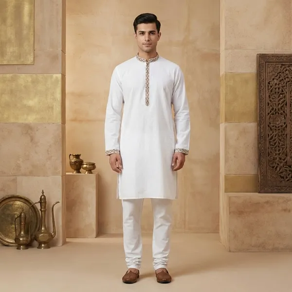 White_Cotton_Embroidered_Straight_Fit_Kurta_Pajama_Set_For_Men