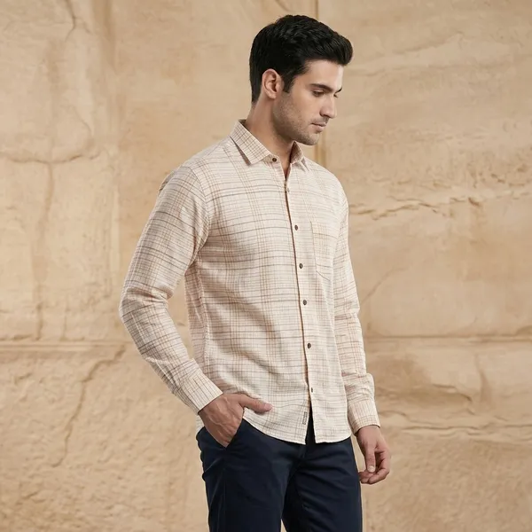 Beige_Checked_Cotton_Full_Sleeve_Casual_Shirt_For_Men
