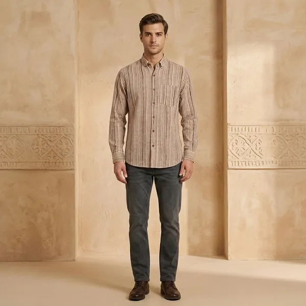 Brown_Striped_Cotton_Full_Sleeve_Casual_Shirt_For_Men