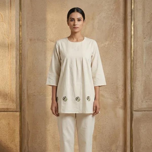 Off_White_Cotton_Loose_Fit_Embellished_Co-Ord_Set_For_Women
