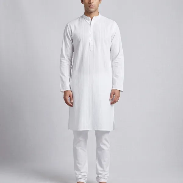White_Cotton_Full_Sleeve_Kurta_Pyjama_Set_For_Men