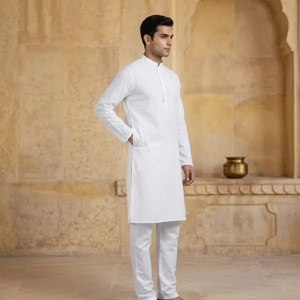 White_Cotton_Full_Sleeve_Kurta_Pyjama_Set_For_Men